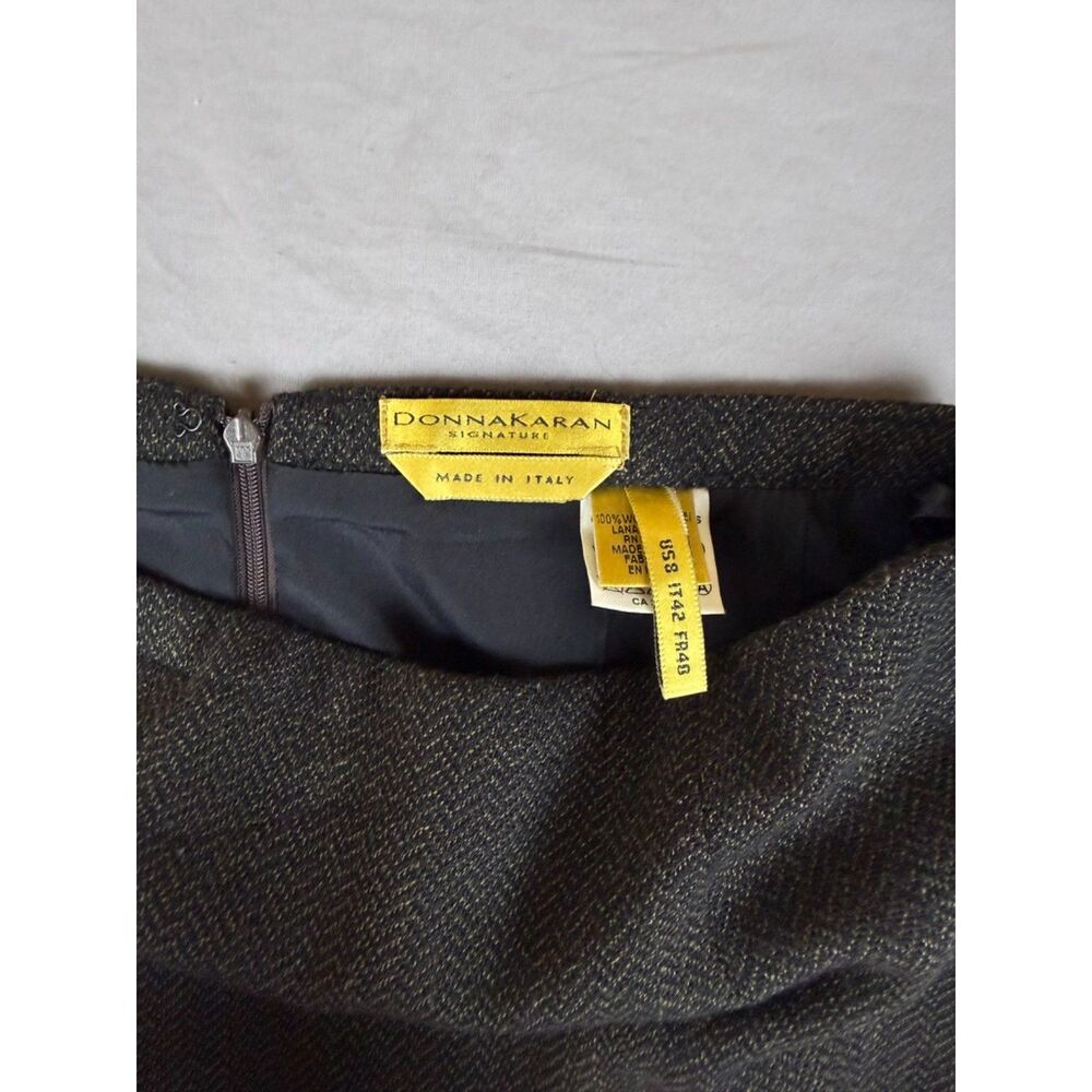 Vintage 90s Donna Karan Signature Wool Tweed Pencil Skirt Made in Italy Size 8